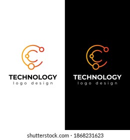 C letter technology logo design minimal and modern logotype vector template