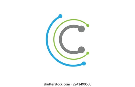 C letter technology logo template vector image