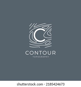 C letter with topography contour lines logo icon sign symbol design vector illustration