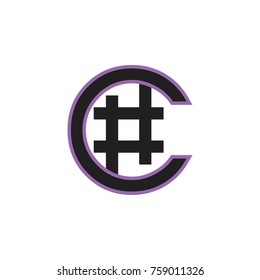 C letter with trending tag logo design vector