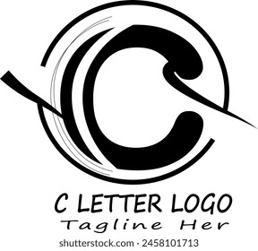 c letter typography black white color logo design