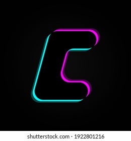C letter, vector bright neon font. For dark night theme, vibrant identity, techno design, app logo and more
