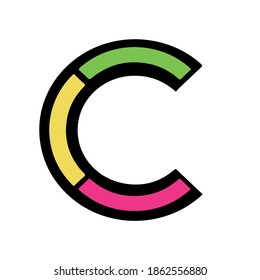 C letter vector and colored lines