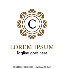  c Letter Vector Logo design with Abstract mandala flower swirl icon vector design