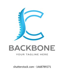 C Letter vector logo template with backbone symbol. Can be use for initial logo and suitable for chiropractic, consulting and anatomical business.