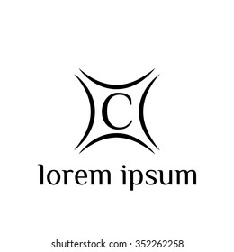 C letter vector logo template (sign, symbol, emblem, ornament)