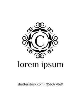 C letter vector logo template (sign, symbol, emblem, ornament)
