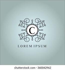 C letter vector logo template (sign, symbol, emblem, ornament)

