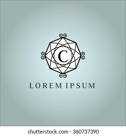 C letter vector logo template (sign, symbol, emblem, ornament)