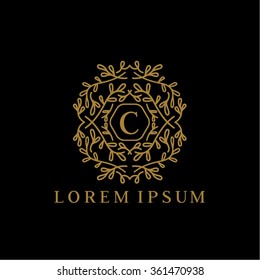 C letter vector logo template (sign, symbol, emblem, ornament)