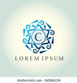C letter vector logo template (sign, symbol, emblem, ornament)