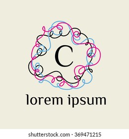 C letter vector logo template (sign, symbol, emblem, ornament)