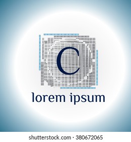 C letter vector logo template (sign, symbol, emblem, ornament)