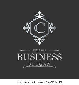C letter vector logo template (sign, symbol, emblem, ornament)