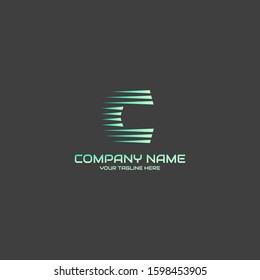 c letter vector template logo. Stripes Design Inspiration. Colorful logo for your company. Emblem. Creative Symbol. Logotype. Modern style