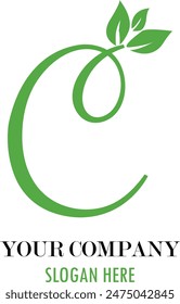 C Letter with Vine logo Design 