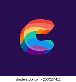 C letter volume logo with Pride LGBTQ flag pattern. Vector Illustration perfect for your rainbow identity, transgender banner, gays and lesbians posters, bisexual design, etc.
