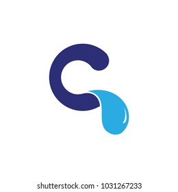 C letter with waterdrop logo design vector