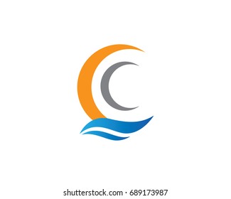 C letter wave Logo Template vector illustration
