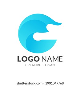 C Letter and wave Logo Vector Icon Templete
