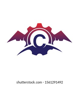 C Letter wings logo icon creative concept template design