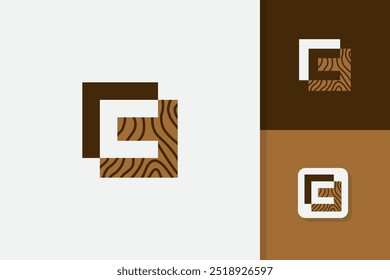 c letter wood logo design vector template