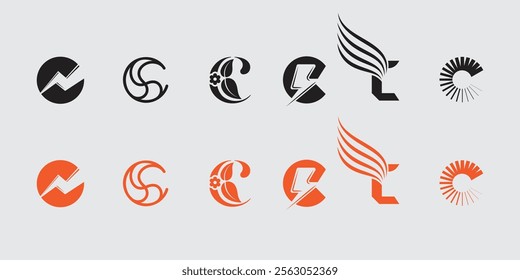 C letterform design. Modern style C alphabet logo design. Monogram or symbol with letter A. Logo design collection.