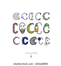 C Letters. Baby letter C. Isolated On White Background. Collection of vector signs.