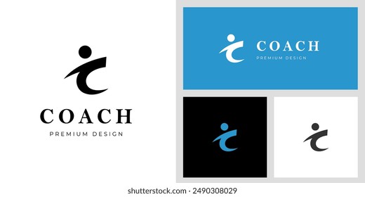 C letters coach logo icon design with people for Life coaching logo, consulting logo symbol graphic template