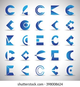 C Letters Icons Set-Isolated On Gray Background-Vector Illustration,Graphic Design.For Web,Websites,App,Print,Presentation Templates,Mobile Applications And Promotional Materials.Different Lettering 