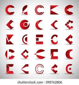 C Letters Icons Set-Isolated On Gray Background-Vector Illustration,Graphic Design.For Web,Websites,App,Print,Presentation Templates,Mobile Applications And Promotional Materials.Different Lettering 