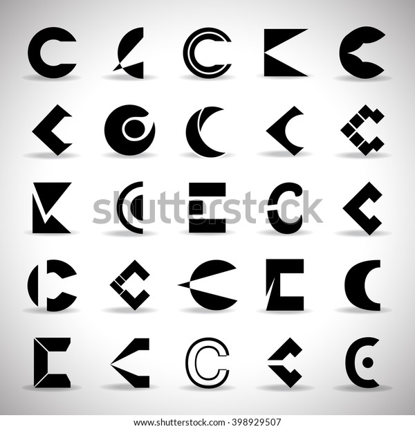 C Letters Icons Setisolated On Gray Stock Vector (Royalty Free) 398929507