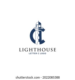 C LIGHTHOUSE LOGO DESIGN VECTOR
