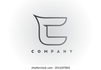 C line grey white gradient alphabet letter logo icon with white background. Business creative design for corporate and template