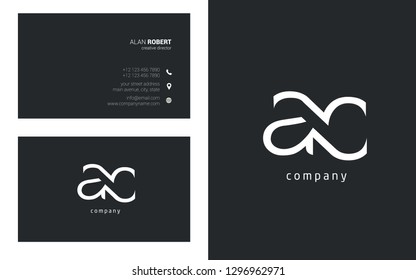 A & C line joint logo design vector with business card template