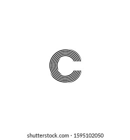 C Lines Warp Logo Design.Vector Letter Icon Made with Circular Lines.