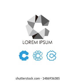 C logo with abstract shapes