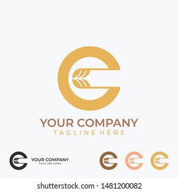 C logo Bakery wheat line art monogram. Letter C on a white background. Letter C vector logo. Business sign, identity, label, badge. vector eps10 editable