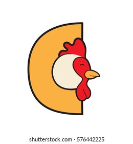 c logo chicken, head rooster vector