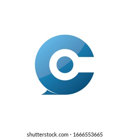 C logo circle vector concept blue icon