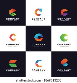 C logo collection , Gradient company capital letter C logos