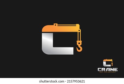 C logo crane for construction company. Heavy equipment template vector illustration for your brand.
