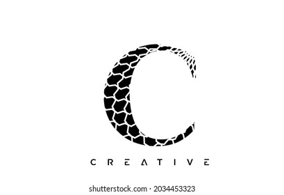 C Logo-Design mit abstrakten Linien. Künstlerische Elegante Schwarz-Weiß-Linien-Symbole Vektorgrafik