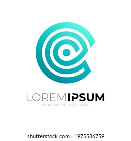 C logo design circular, line icon with letter C