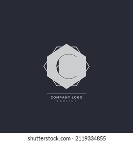C logo design concept with background. Initial based creative minimal monogram icon letter. Modern luxury alphabet vector design.