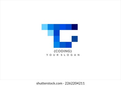 
C logo digital coding vector,modern technology, symbol code logo illustration, coding. programmer logo icon vector suitable for your media design logo