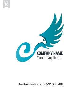 C Logo With Eagle or Hawk Icon Design Template