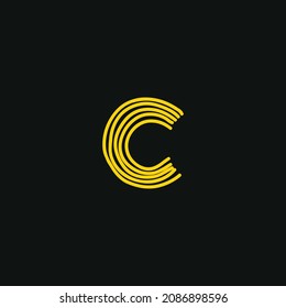 C logo, Initial lettering handwriting or handwritten for identity. Logo hand drawn Calligraphy lettering and hand drawn Vector illustration.