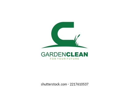 C logo lawncare for branding company. mower template vector illustration for your brand.