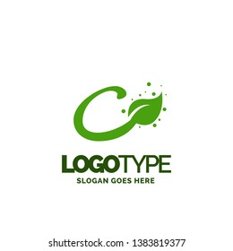 C logo with Leaf Element. Nature Leaf logo designs, Simple leaf logo symbol. Natural, eco food. Organic food badges in vector. Vector logos. Natural logos with leaves. Creative Green Natural Logo temp